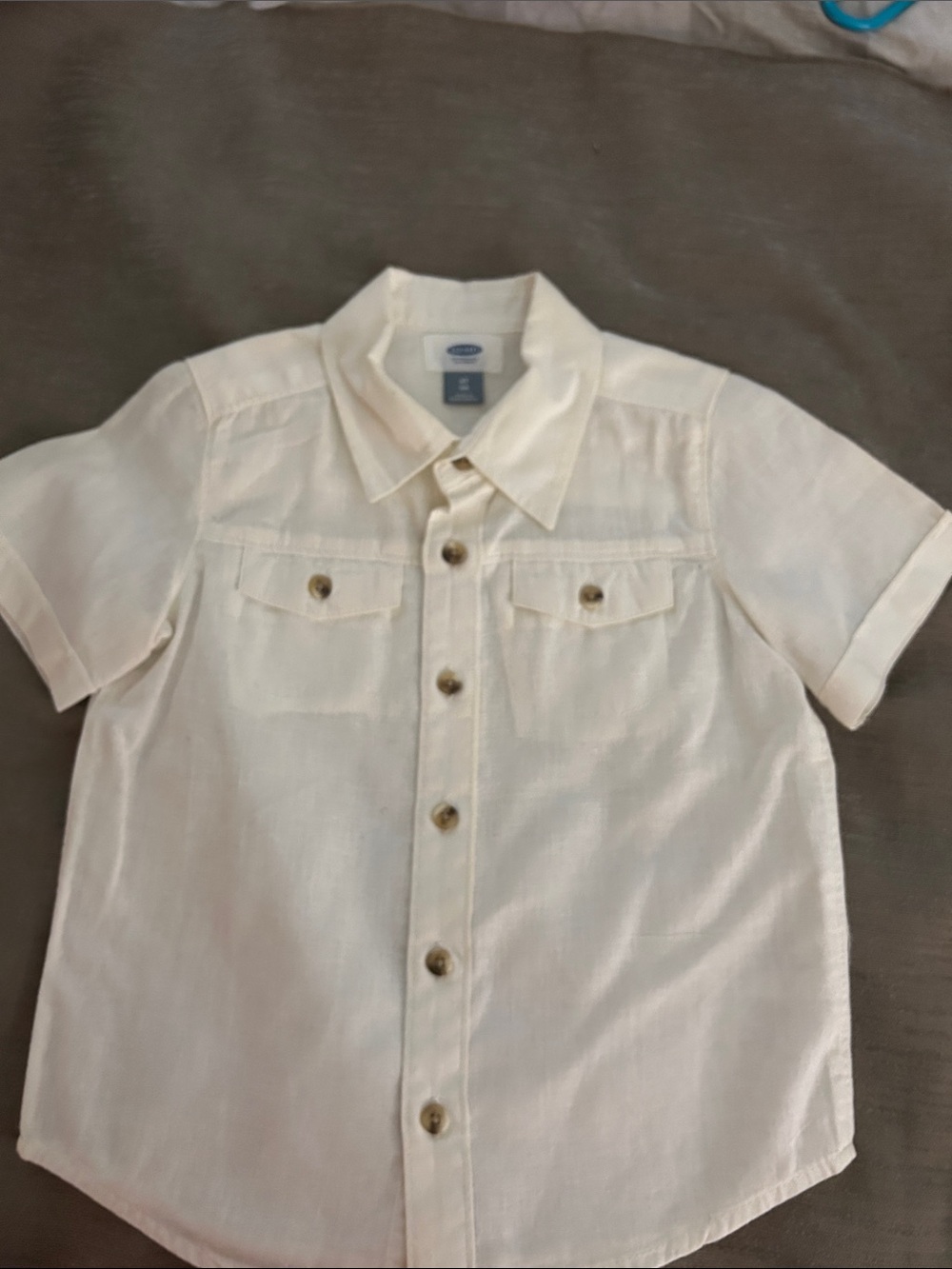 Old Navy Cream Short-Sleeve Button-Down Shirt